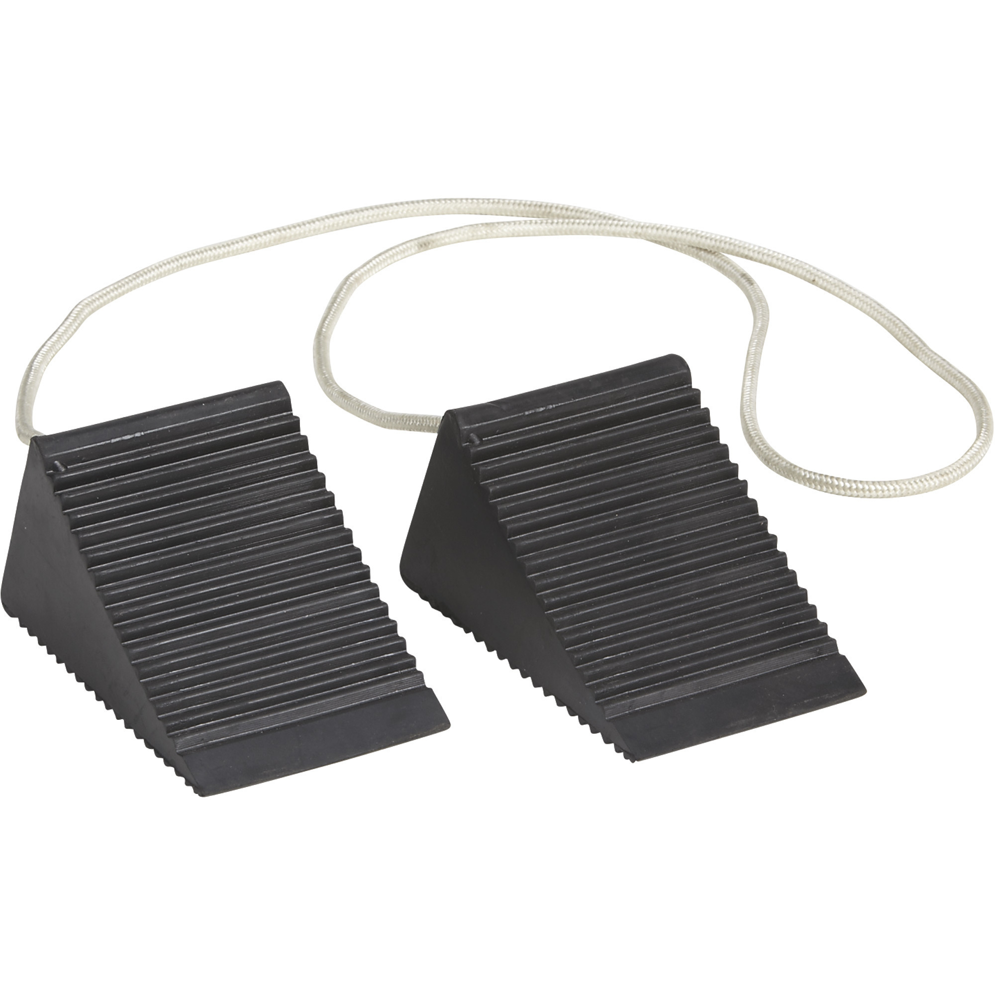 Ironton Compact Wheel Chocks, 4-5/16in.L x 3in.W x 2-5/8in.H, Solid Rubber, 2-Pk.